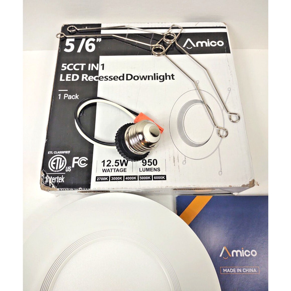 Amico 1 Pack 5/6 Inch LED Recessed Downlight White Smooth Trim 950 Lums Dimmable - Picture 6 of 6